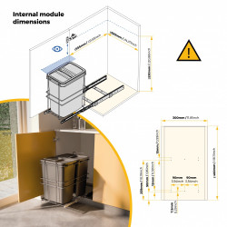 Poubelle de recyclage Recycle pour cuisine - 35 L - fixation par le bas et extraction manuelle - Plastique gris antracite - EMUCA