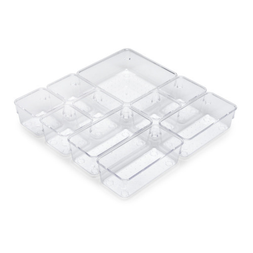 Kit de 10 seaux organisateurs Cube pour tiroirs -  Plastique -  Transparent - EMUCA