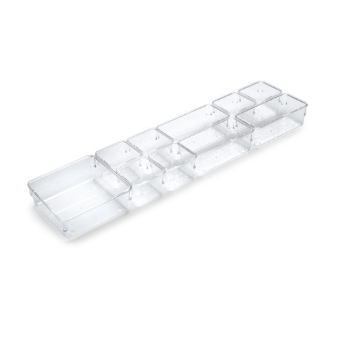 Kit de 10 seaux organisateurs Cube pour tiroirs -  Plastique -  Transparent - EMUCA