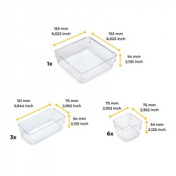 Kit de 10 seaux organisateurs Cube pour tiroirs -  Plastique -  Transparent - EMUCA