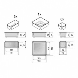 Kit de 10 seaux organisateurs Cube pour tiroirs -  Plastique -  Transparent - EMUCA