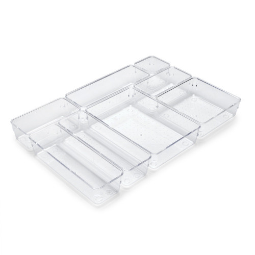 Kit de 8 seaux organisateurs Cube pour tiroirs -  Plastique -  Transparent - EMUCA