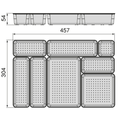 Kit de 8 seaux organisateurs Cube pour tiroirs -  Plastique -  Transparent - EMUCA