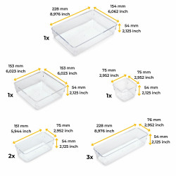 Kit de 8 seaux organisateurs Cube pour tiroirs -  Plastique -  Transparent - EMUCA