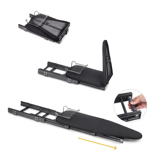 Planche à repasser pliante et planche à repasser coulissante pour meubles. Modèle : Iron Alu -  Aluminium -  Gris Anthracite - EMUCA