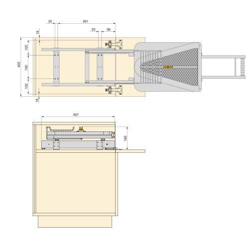 Planche à repasser pliante et planche à repasser coulissante pour meubles. Modèle : Iron Alu -  Aluminium -  Gris Anthracite - EMUCA