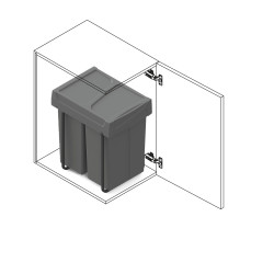 bac de tri sélectif a montage inférieur et extraction manuelle pour élément de cuisine Recycle -  2x25litres -  Plastique gris a - EMUCA