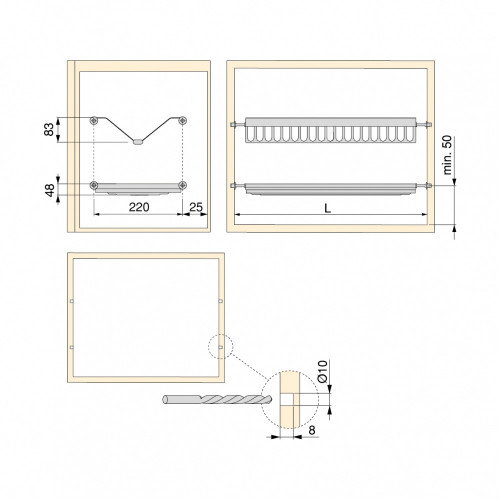 Égouttoir acier inoxydable Drynox -  module 700mm -  acier inoxydable - EMUCA