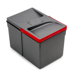 Poubelles pour tiroir de cuisine Recycle avec couvercle anti-odeurs - Hauteur 216mm - 1x12litres - Plastique gris anthracite - EMUCA