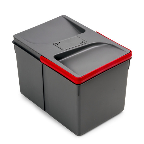 Poubelles pour tiroir de cuisine Recycle avec couvercle anti-odeurs -  Hauteur 216mm -  1x12litres -  Plastique gris anthracite - EMUCA