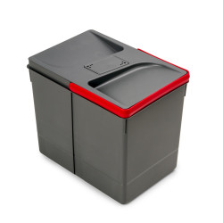 Poubelles pour tiroir de cuisine Recycle avec couvercle anti-odeurs - Hauteur 266 - 1x15litres - Plastique Gris antracite - EMUCA