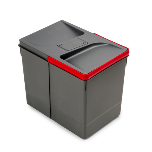 Poubelles pour tiroir de cuisine Recycle avec couvercle anti-odeurs -  Hauteur 266 -  1x15litres -  Plastique Gris antracite - EMUCA