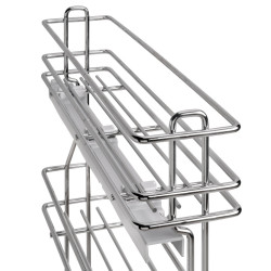 porte-bouteilles extractible SupraMax avec fermeture à amortie -  gauche -  3 plateaux -  module 150mm -  Acier -  Chromé - EMUCA