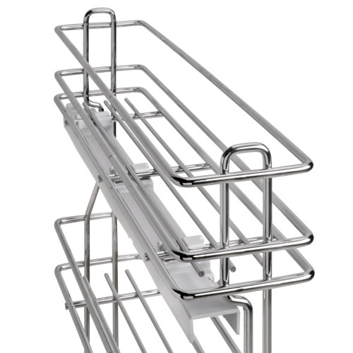 porte-bouteilles extractible SupraMax avec fermeture à amortie -  gauche -  3 plateaux -  module 150mm -  Acier -  Chromé - EMUCA