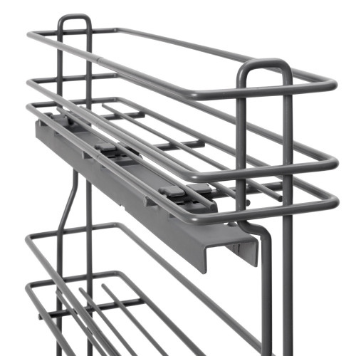 porte-bouteilles extractible TitaneMax avec fermeture à amortie -  gauche -  3 plateaux -  module 150mm -  Acier -  Gris Anthrac - EMUCA