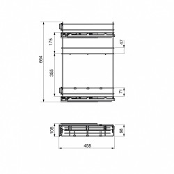 porte-bouteilles extractible TitaneMax avec fermeture à amortie -  gauche -  3 plateaux -  module 150mm -  Acier -  Gris Anthrac - EMUCA