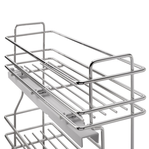 porte-bouteilles extractible SupraMax avec fermeture à amortie -  gauche -  3 plateaux -  module 200mm -  Acier -  Chromé - EMUCA