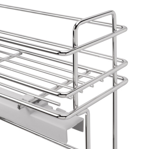 porte-bouteilles extractible SupraMax avec fermeture à amortie -  gauche -  3 plateaux -  module 200mm -  Acier -  Chromé - EMUCA