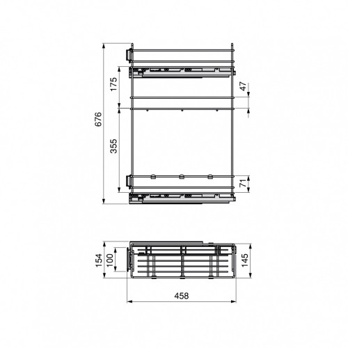 porte-bouteilles extractible SupraMax avec fermeture à amortie -  gauche -  3 plateaux -  module 200mm -  Acier -  Chromé - EMUCA