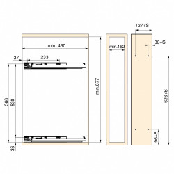 porte-bouteilles extractible SupraMax avec fermeture à amortie -  gauche -  3 plateaux -  module 200mm -  Acier -  Chromé - EMUCA