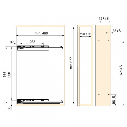 porte-bouteilles extractible SupraMax avec fermeture à amortie -  gauche -  3 plateaux -  module 200mm -  Acier -  Chromé - EMUCA