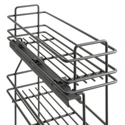 porte-bouteilles extractible TitaneMax avec fermeture à amortie -  gauche -  3 plateaux -  module 200mm -  Acier -  Gris Anthrac - EMUCA