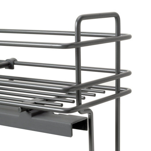 porte-bouteilles extractible TitaneMax avec fermeture à amortie -  gauche -  3 plateaux -  module 200mm -  Acier -  Gris Anthrac - EMUCA