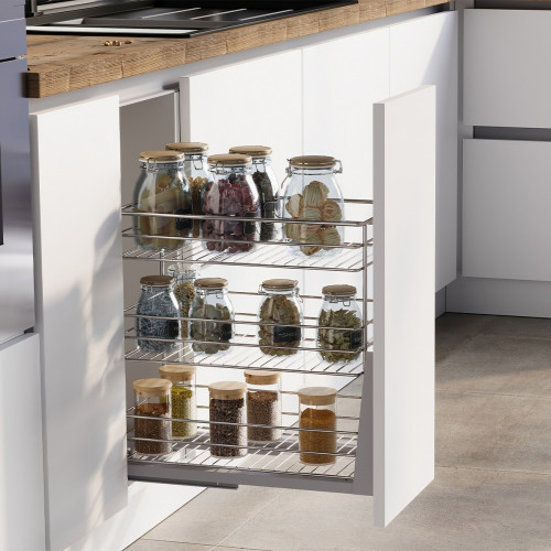 Chariot coulissant Supra avec fixation inférieure à fermeture amortie -  module 300mm -  acier -  chromé - EMUCA