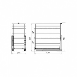 Chariot coulissant Titane avec fixation inférieure à fermeture amortie -  module 300mm -  acier -  Gris antracite - EMUCA