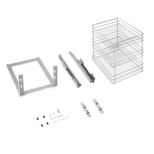 Chariot coulissant Supra avec fixation inférieure à fermeture amortie -  module 400mm -  acier -  chromé - EMUCA