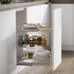 Chariot coulissant Supra avec fixation inférieure à fermeture amortie - module 400mm - acier - chromé - EMUCA