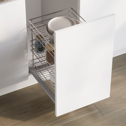 Chariot coulissant Supra avec fixation inférieure à fermeture amortie - module 400mm - acier - chromé - EMUCA