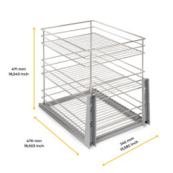Chariot coulissant Supra avec fixation inférieure à fermeture amortie - module 400mm - acier - chromé - EMUCA