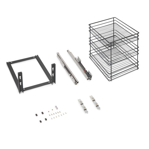 Chariot coulissant Titane avec fixation inférieure à fermeture amortie -  module 400mm -  acier -  Gris antracite - EMUCA