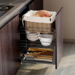 Chariot coulissant Titane avec fixation inférieure à fermeture amortie - module 400mm - acier - Gris antracite - EMUCA