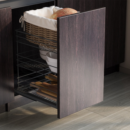 Chariot coulissant Titane avec fixation inférieure à fermeture amortie -  module 400mm -  acier -  Gris antracite - EMUCA