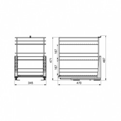 Chariot coulissant Titane avec fixation inférieure à fermeture amortie - module 400mm - acier - Gris antracite - EMUCA