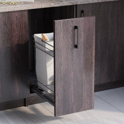 Chariot coulissant avec paniers et chariot à pain Titane avec fermeture à amortie - module 300mm - Acier - Gris Anthracite - EMUCA