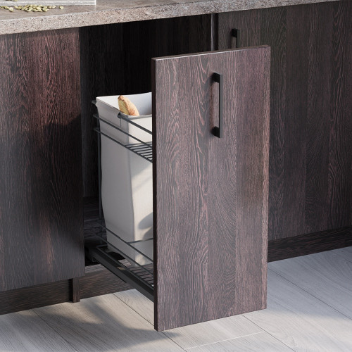 Chariot coulissant avec paniers et chariot à pain Titane avec fermeture à amortie -  module 300mm -  Acier -  Gris Anthracite - EMUCA