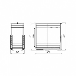 Chariot coulissant avec paniers et chariot à pain Titane avec fermeture à amortie - module 300mm - Acier - Gris Anthracite - EMUCA