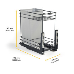Chariot coulissant avec paniers et chariot à pain Titane avec fermeture à amortie - module 300mm - Acier - Gris Anthracite - EMUCA