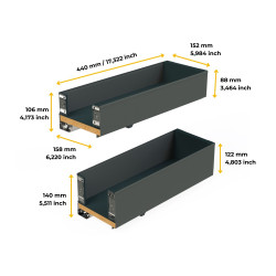 Porte-bouteilles latéral extractible Titane Simplex avec fermeture amortie -  module 200mm -  Gris anthracite - EMUCA