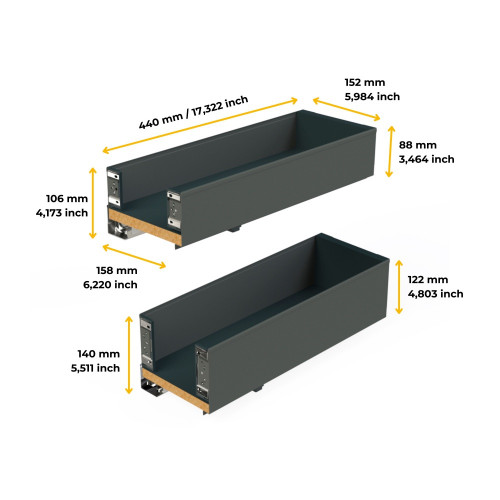 Porte-bouteilles latéral extractible Titane Simplex avec fermeture amortie -  module 200mm -  Gris anthracite - EMUCA