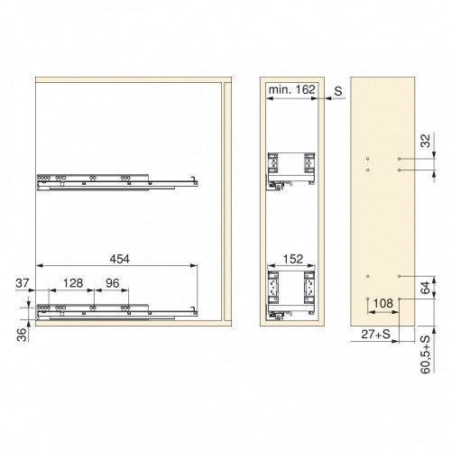Porte-bouteilles latéral extractible Titane Simplex avec fermeture amortie -  module 200mm -  Gris anthracite - EMUCA