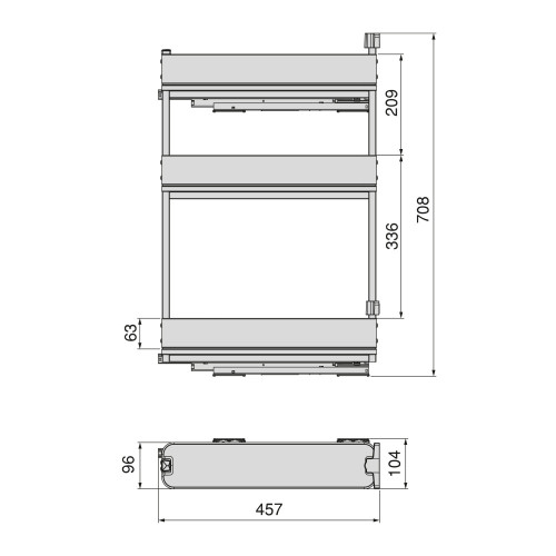 Porte-bouteilles latéral extractible Harmony avec fermeture amortie -  Module largeur 150mm hauteur 800mm -  Acier et Bois -  Gr - EMUCA