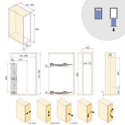 Porte-bouteilles latéral extractible Harmony avec fermeture amortie -  Module largeur 150mm hauteur 800mm -  Acier et Bois -  Gr - EMUCA
