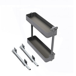 Porte-bouteilles latéral extractible Harmony avec fermeture amortie -  Module largeur 200mm hauteur 700mm -  Acier et Bois -  Gr de marque EMUCA, référence: B9356100