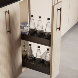 Porte-bouteilles latéral extractible Harmony avec fermeture amortie - Module largeur 200mm hauteur 700mm - Acier et Bois - Gr - EMUCA
