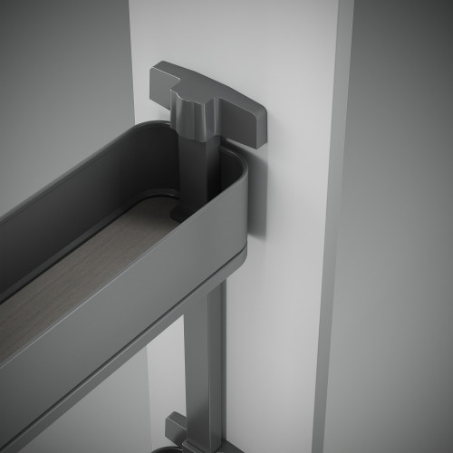 Porte-bouteilles latéral extractible Harmony avec fermeture amortie -  Module largeur 200mm hauteur 700mm -  Acier et Bois -  Gr - EMUCA