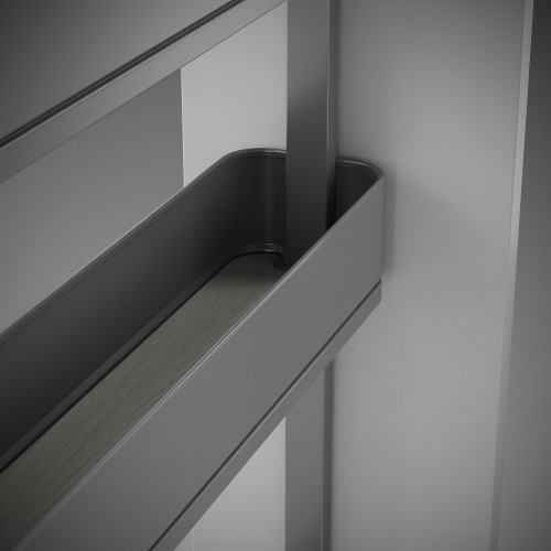 Porte-bouteilles latéral extractible Harmony avec fermeture amortie -  Module largeur 200mm hauteur 700mm -  Acier et Bois -  Gr - EMUCA